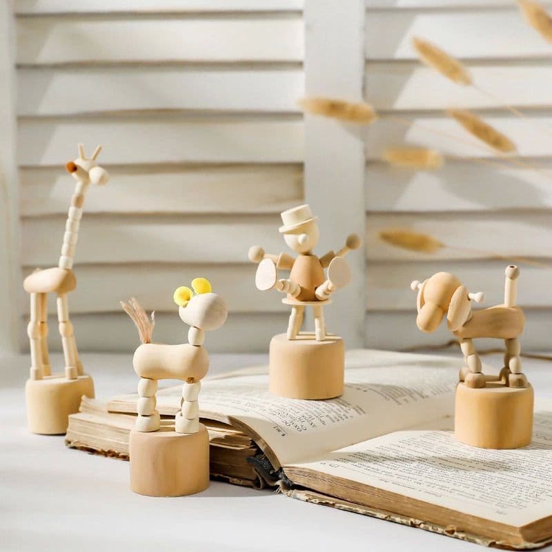 Homem de madeira decoração ins estilo simples criativo fantoche móvel decoração Animal de madeira decoração de mesa posa