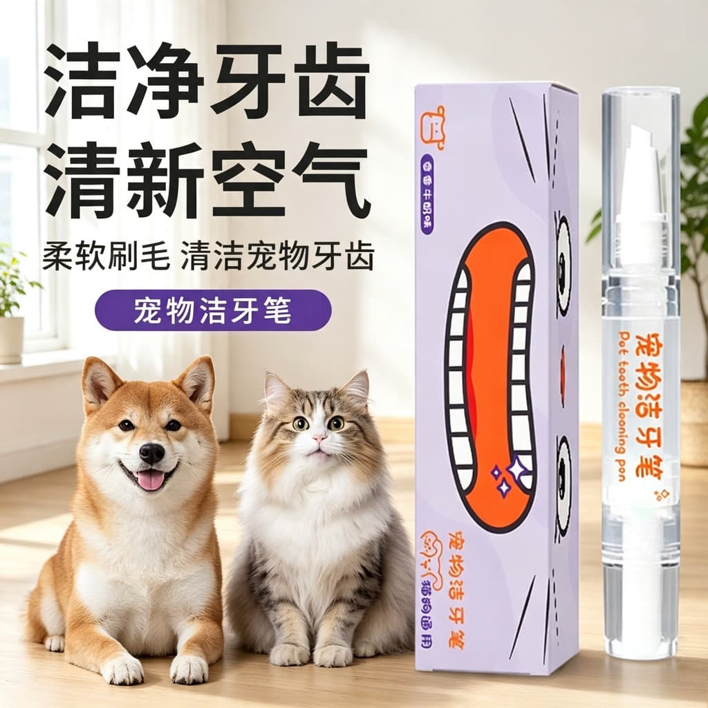Cão de estimação gato Shiba Inu escova de dentes caneta pasta de dentes integrada limpeza Oral cálculo remover mau hálit