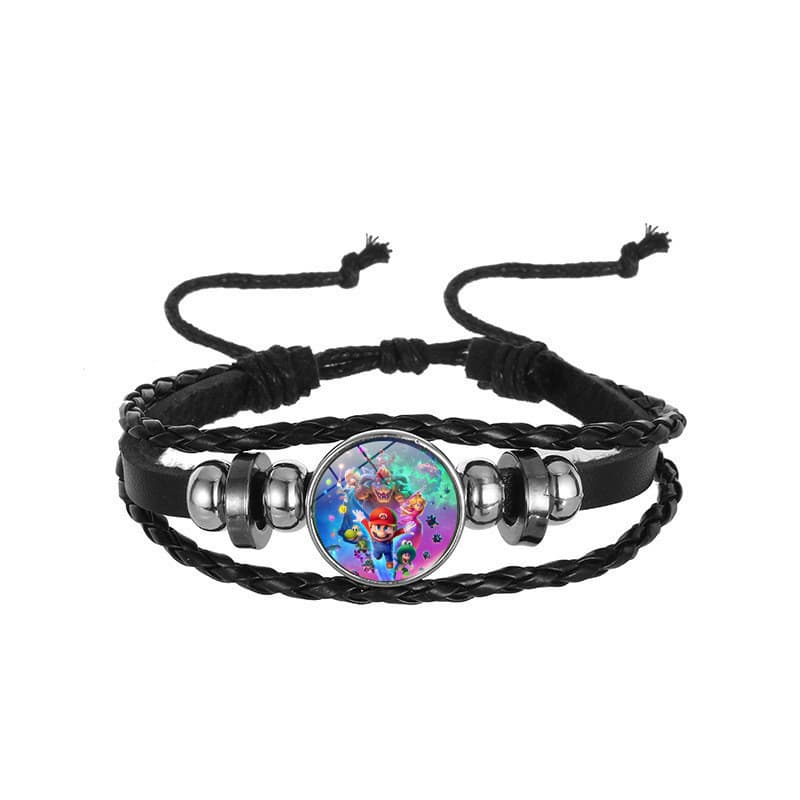 Super mario tema mario Multi-camada trançado pulseira de couro Anime periférico jogador coleção personalidade presente