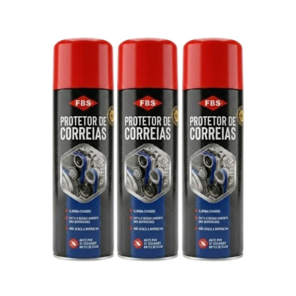 3 Graxa Fbs Protetor De Correia Spray 300ml Lubrificante Antidesgaste Impermeabilizante