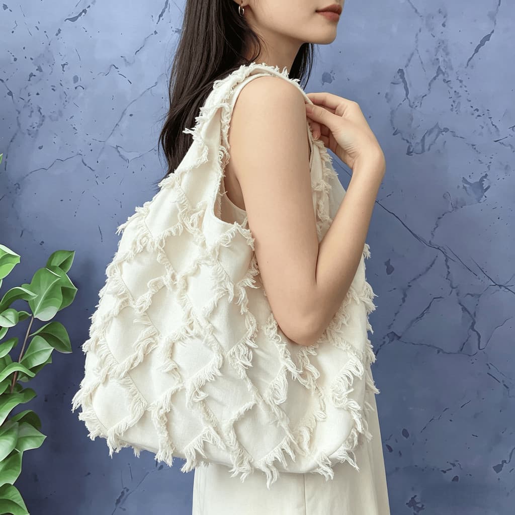 Bolsa de lona com borla, estilo coreano, estilo preguiçoso, verão, tridimensional, colete, nicho feminino, bolsa de ombr