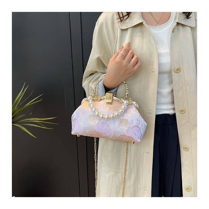 [Rosa colorida] Bolsa Cheongsam simples Bolsa transversal de três propósitos Bolsa feminina transfronteiriça Bolsa de pr