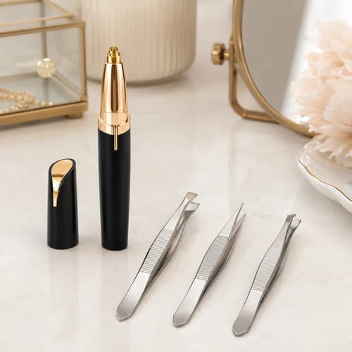 Aparador De Pelos Facial Sobrancelha Elétrico Com Kit Pinças Para Rosto