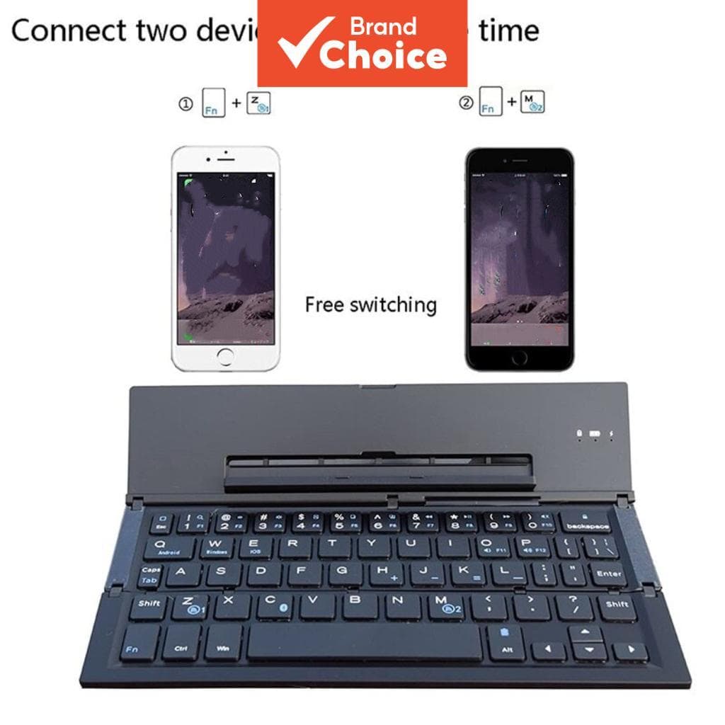 Teclado Bluetooth Dobrável Jomaa, Teclado Multi-Dispositivo Sem Fio Recarregável, Dobrável Compacto para iPad e Telefone