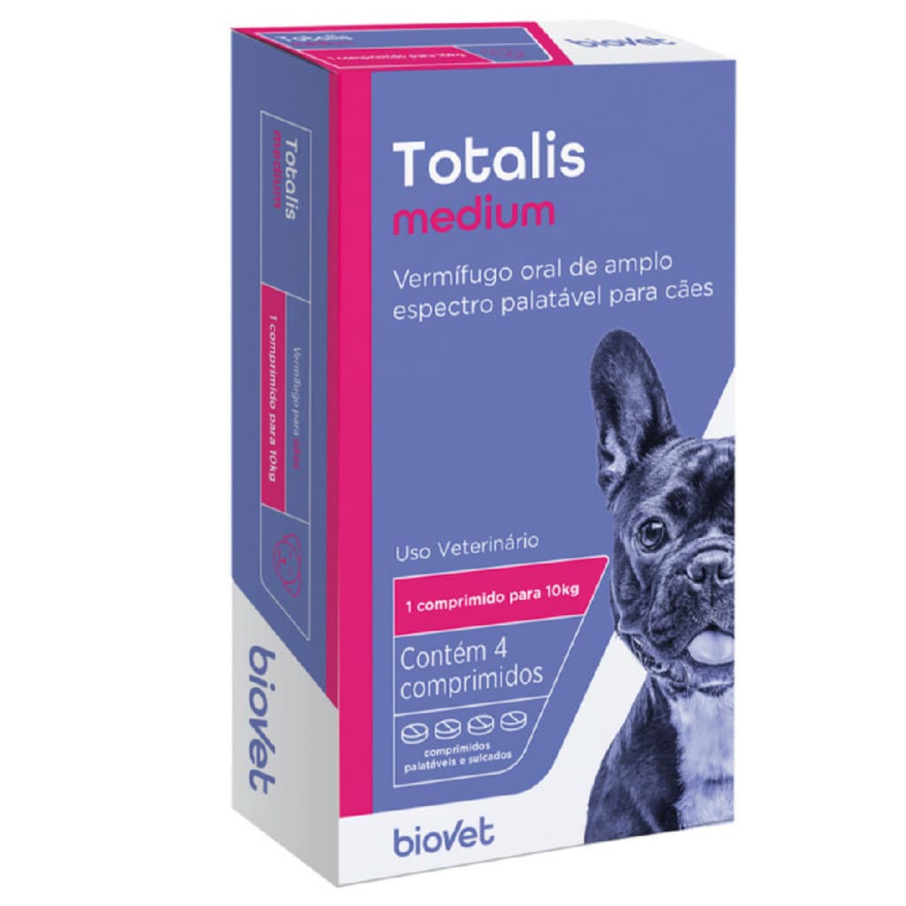 Totalis Medium 4 Comp Vermífugo pra Cães