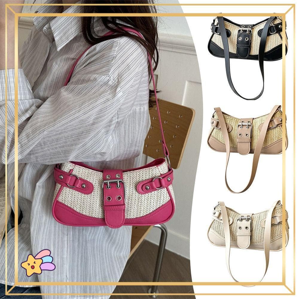 PETS1 Bolsa Nas Axilas , Feminina De Palha Leve De Ombro Grande Capacidade