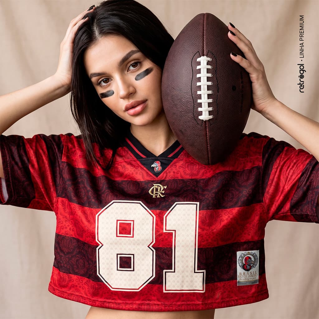 Cropped Flamengo NFL 81 Rubro-Negro Feminino
