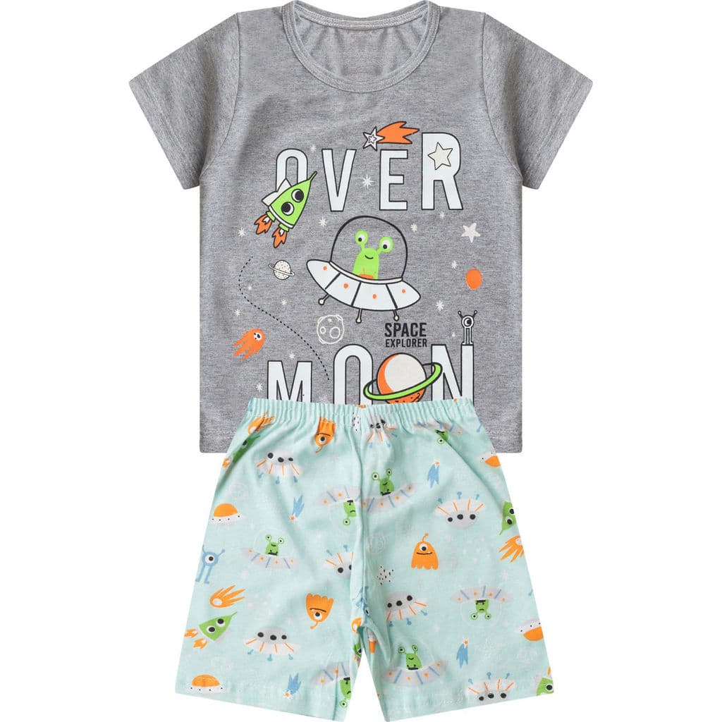 Pijama Infantil Masculino Brilha No Escuro Kappes Cinza
