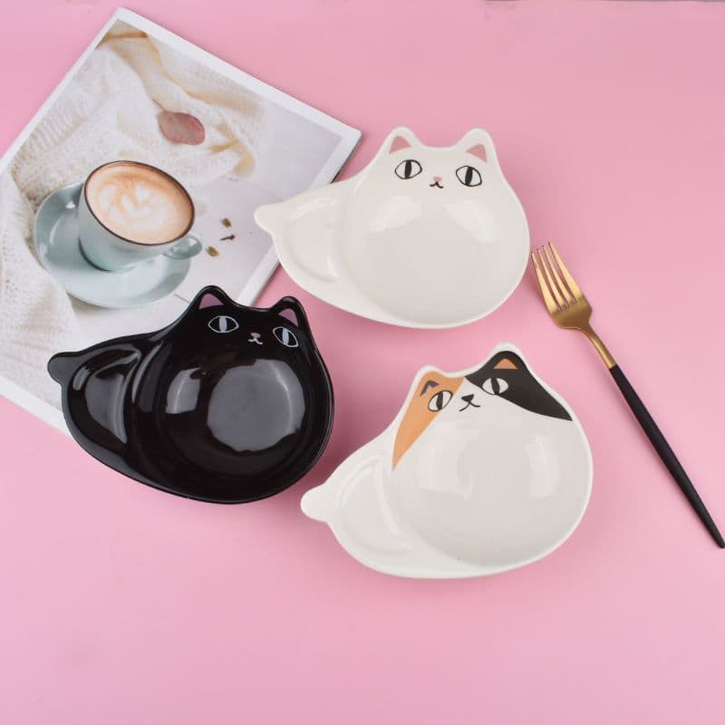 Novo estilo cauda ordem cerâmica gato tigela sobremesa tigela de arroz cerâmica dos desenhos animados gato rosto forma c