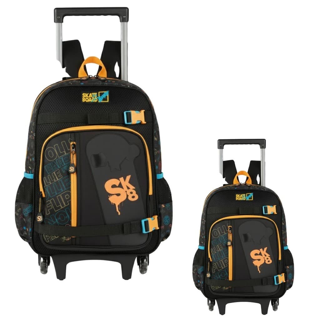 Mochila Rodinhas Escolar Skate SK8 Clio Reforçada Original