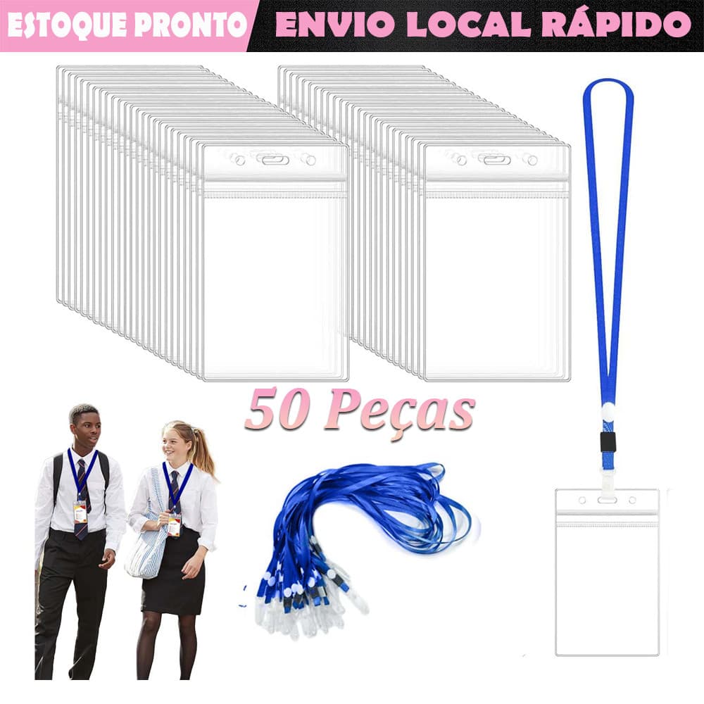 50 Porta-crachá vertical de plástico porta-crachás à prova d'água para enfermeiros escritório e escola