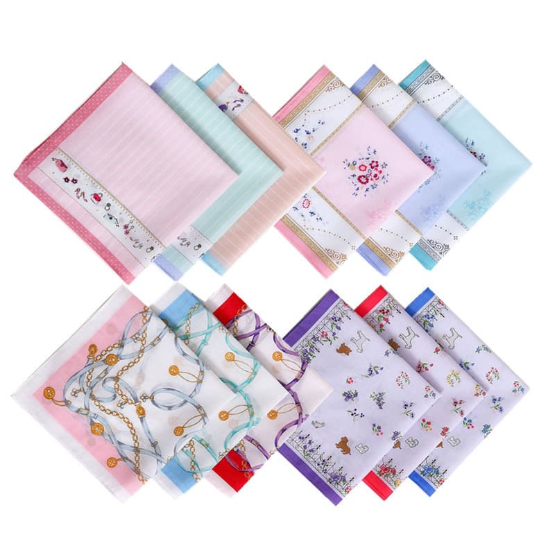 3 Pçs 43x43cm 100 % Algodão Flor Impresso Lenços Femininos Macio Absorvente Limpeza Toalhas De Mão Presente De Festa De