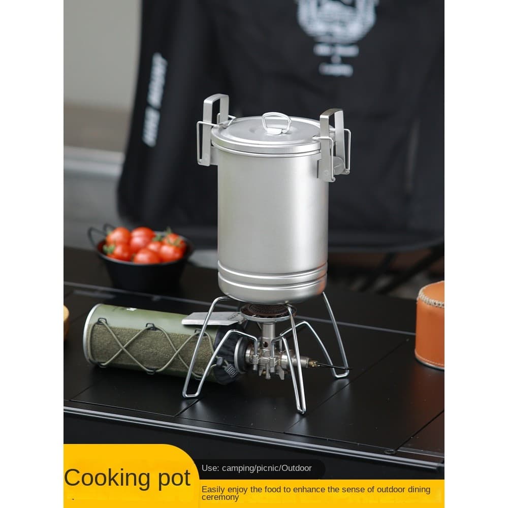 Ao ar livre 304 aço inoxidável Multi-função panela sopa arroz cozido no vapor integrado portátil acampamento panelas uma