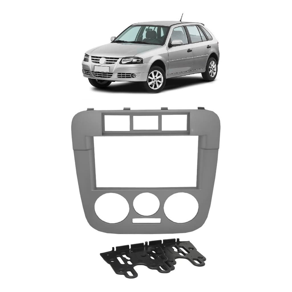 Moldura Para Painel Dvd Mp5 2 Din Gol Saveiro Parati G4 Prata