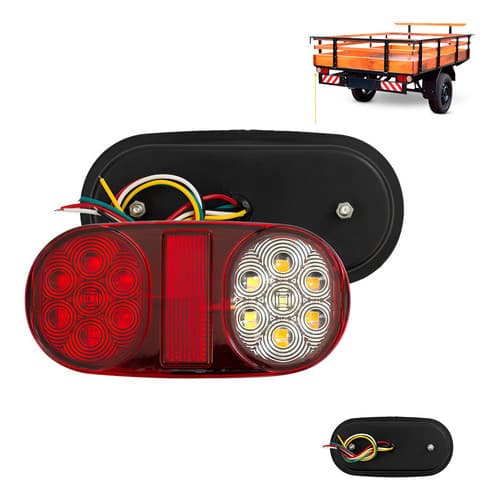 Kit Par Lanterna Traseira LED 12V Carretinha Reboque Funcões Freio Posição Seta Alta Resistência
