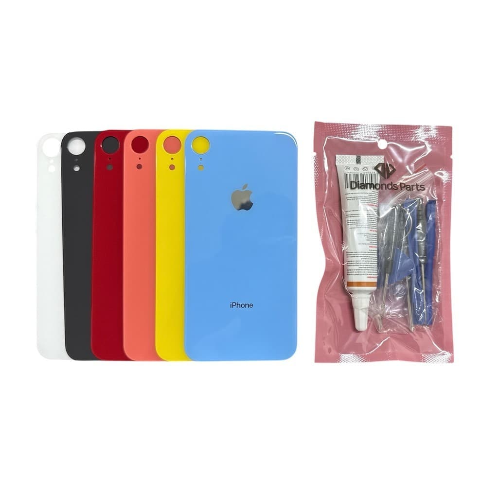Tampa Vidro Traseira Para iPhone XR  COM FURO MAIOR + Chaves COLA 15ML