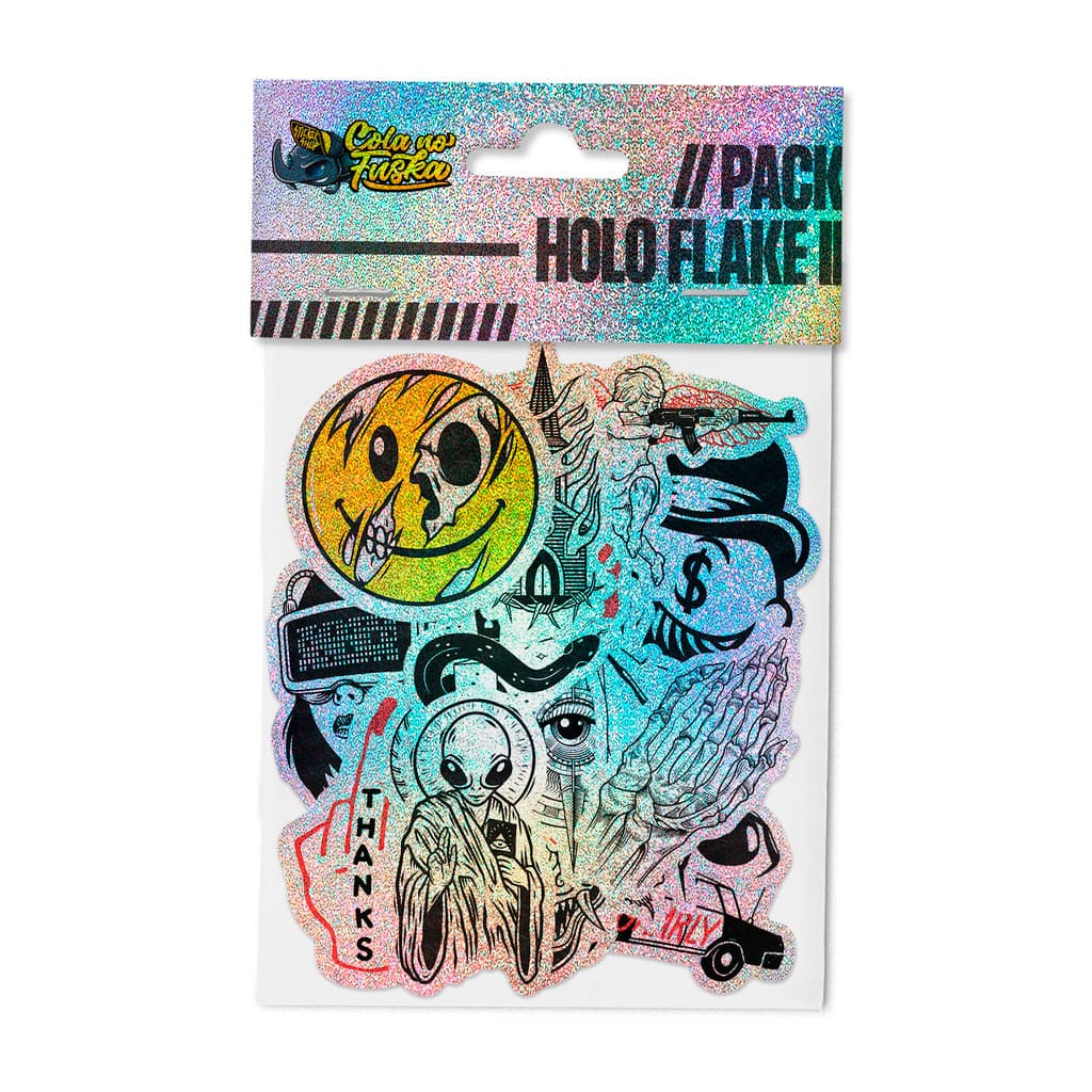Adesivos Flake 2 | Pack com 20 Unidades Sortidas | Estilo Flake Holográfico |  À Prova d’Água