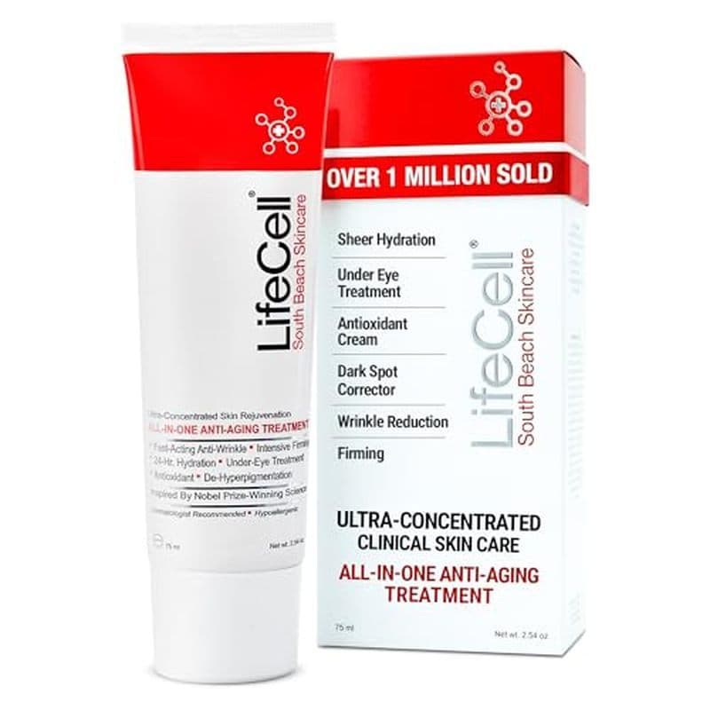 Creme Antienvelhecimento LifeCell All In One – Reduz Rugas , Linhas Finas , Olheiras & amp ; Dano Solar Retinol , Vitami