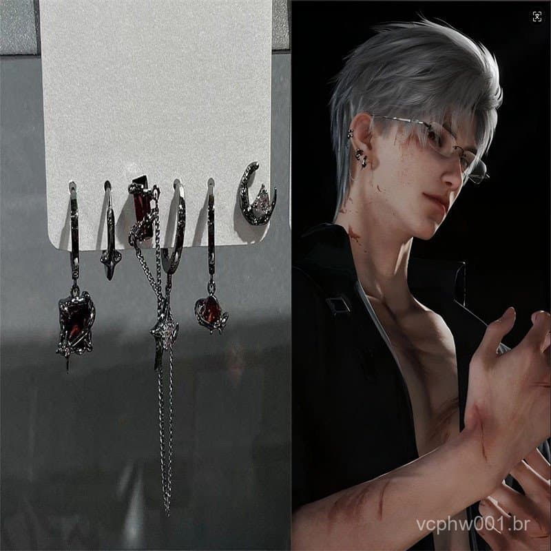6 Pçs Jogo Amor E Espaço Profundo Sylus Corvo Cosplay Brincos Gótico Escuro Na Moda Brinco Pino De Orelha Jóias Acessóri