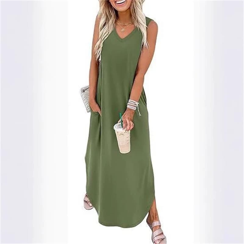 Mulheres De Verão Vestido Senhoras Colete Saia Falso Praia Com Bolso