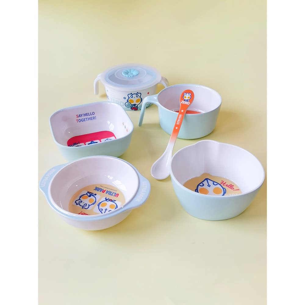 Wuhe Ultraman tigela infantil comendo tigela especial dos desenhos animados melamina doméstico colher de comida compleme
