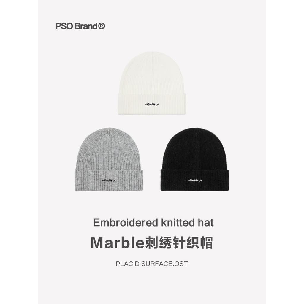 Chapéu de malha bordado de mármore da marca P PSO Street Wear Casual chapéu frio combinado