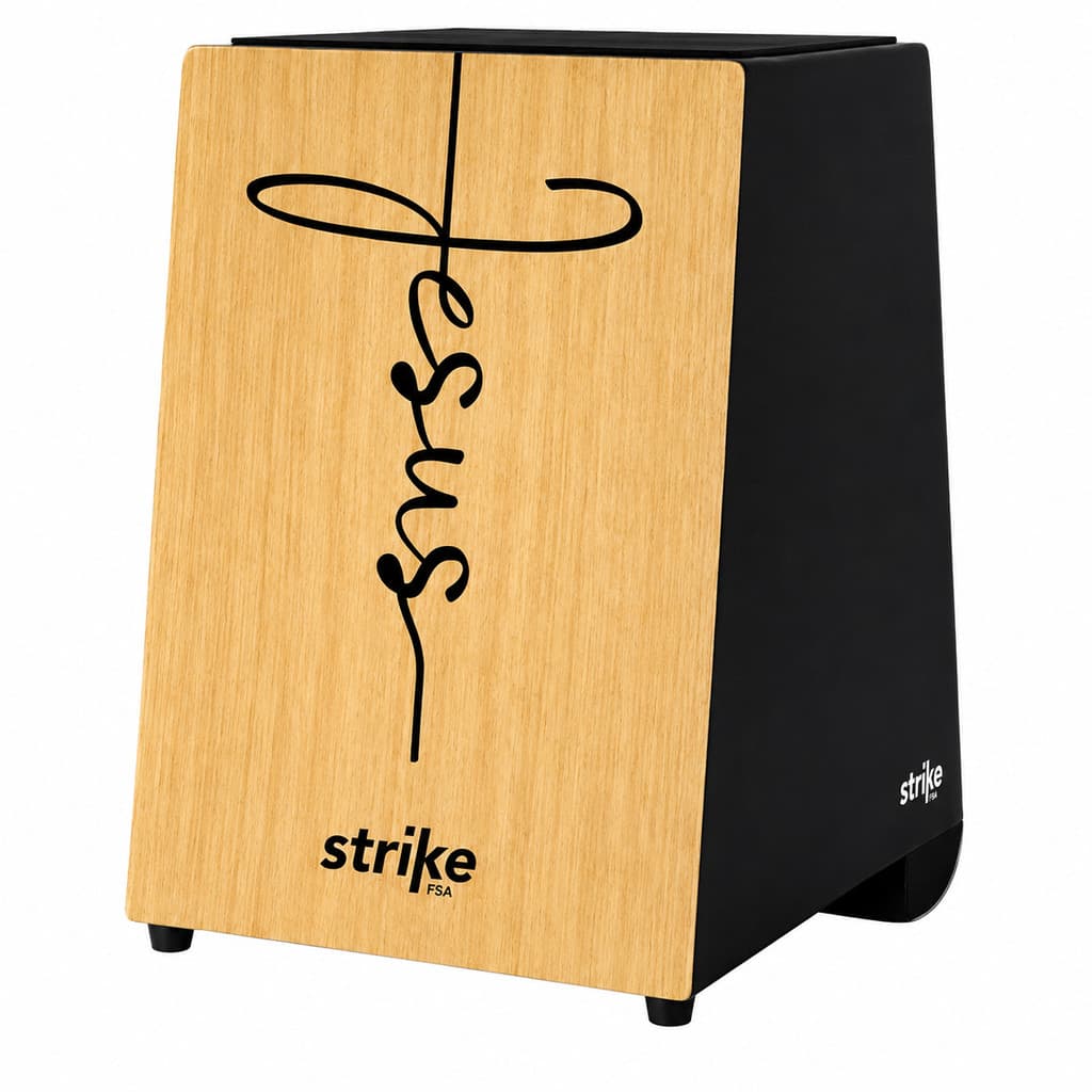 Cajon FSA Strike Jesus Cross SK5073 Eletroacústico Captação P10 Tampo Samaúma Original