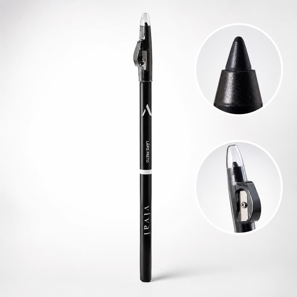 Lapis Preto Para Olho Vivai Com Apontador Incluso