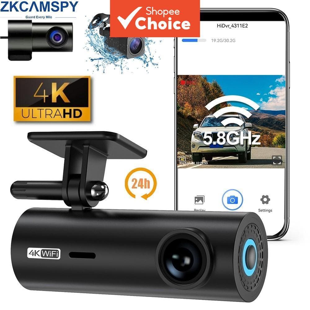 Câmera Veicular DVR de Lente Dupla Wi-Fi com Visão Noturna - Dash Cam e Câmeras de Estacionamento