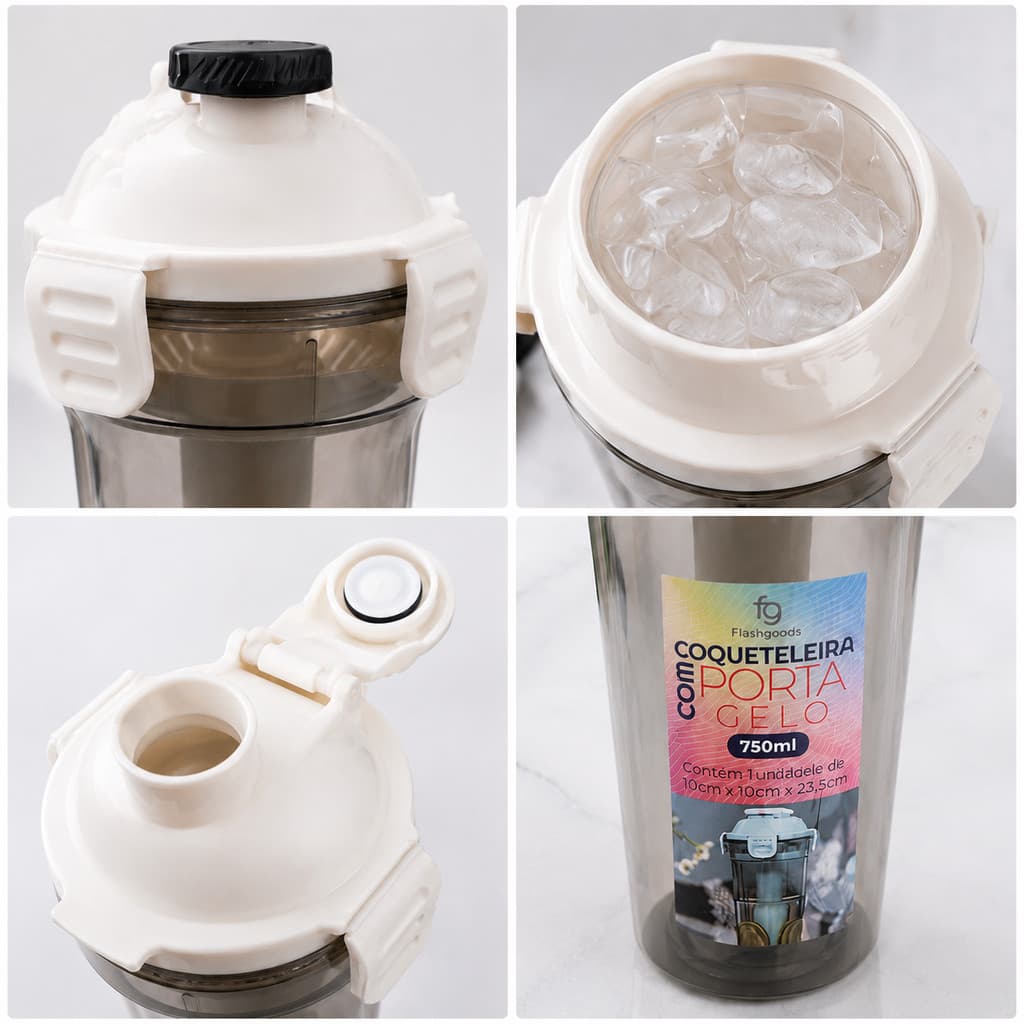 Coqueteleira Com Porta Gelo 750ml Shakeira Academia