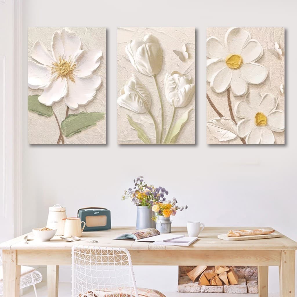 Decoração De Parede Conjunto De 3 Quadros Minimalistas Com Rosas-Pinturas De Luxo Para A Sala De Estar lcz