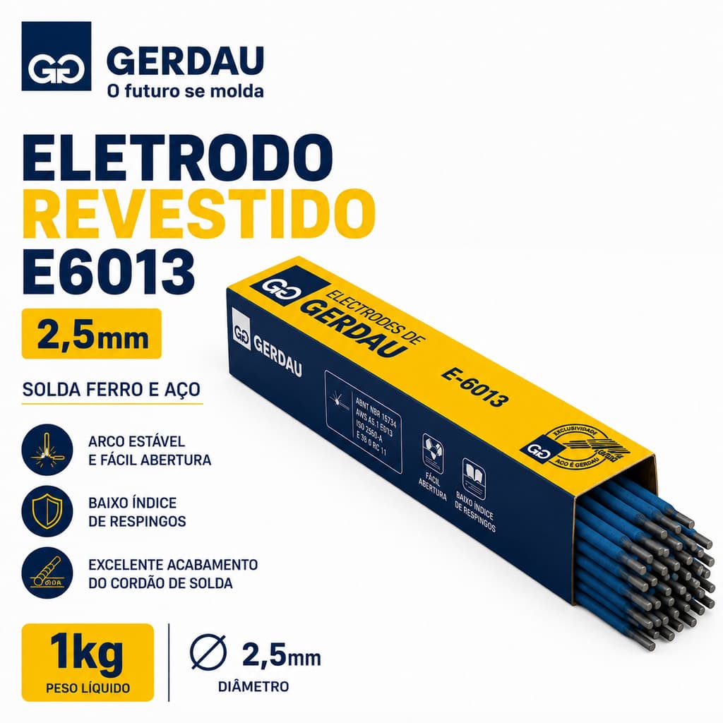 Eletrodo Revestido E6013 2,5mm 1kg Solda Ferro Aço Gerdau