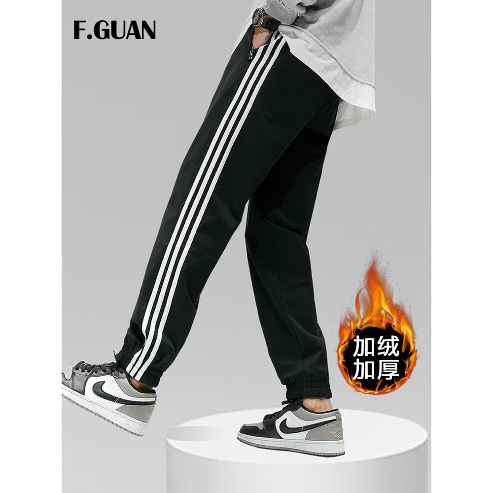 Calças esportivas de inverno masculinas Leggings de lã na moda calças casuais soltas espessadas quentes uniforme escolar