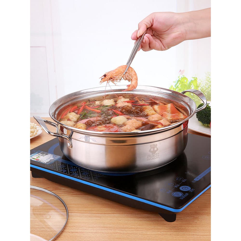 Panela de indução de aço inoxidável panela quente multifuncional panela de sopa quente fundo duplo antiaderente f