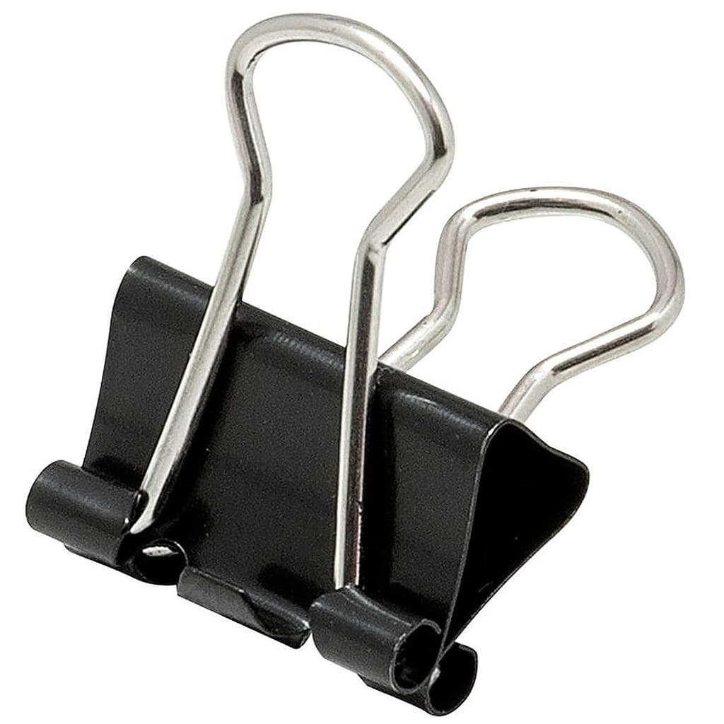Prendedor de Papel 32mm Binder Clip Preto BRW Caixa com 12 Clipes Metal Resistente em Aço Inoxidável