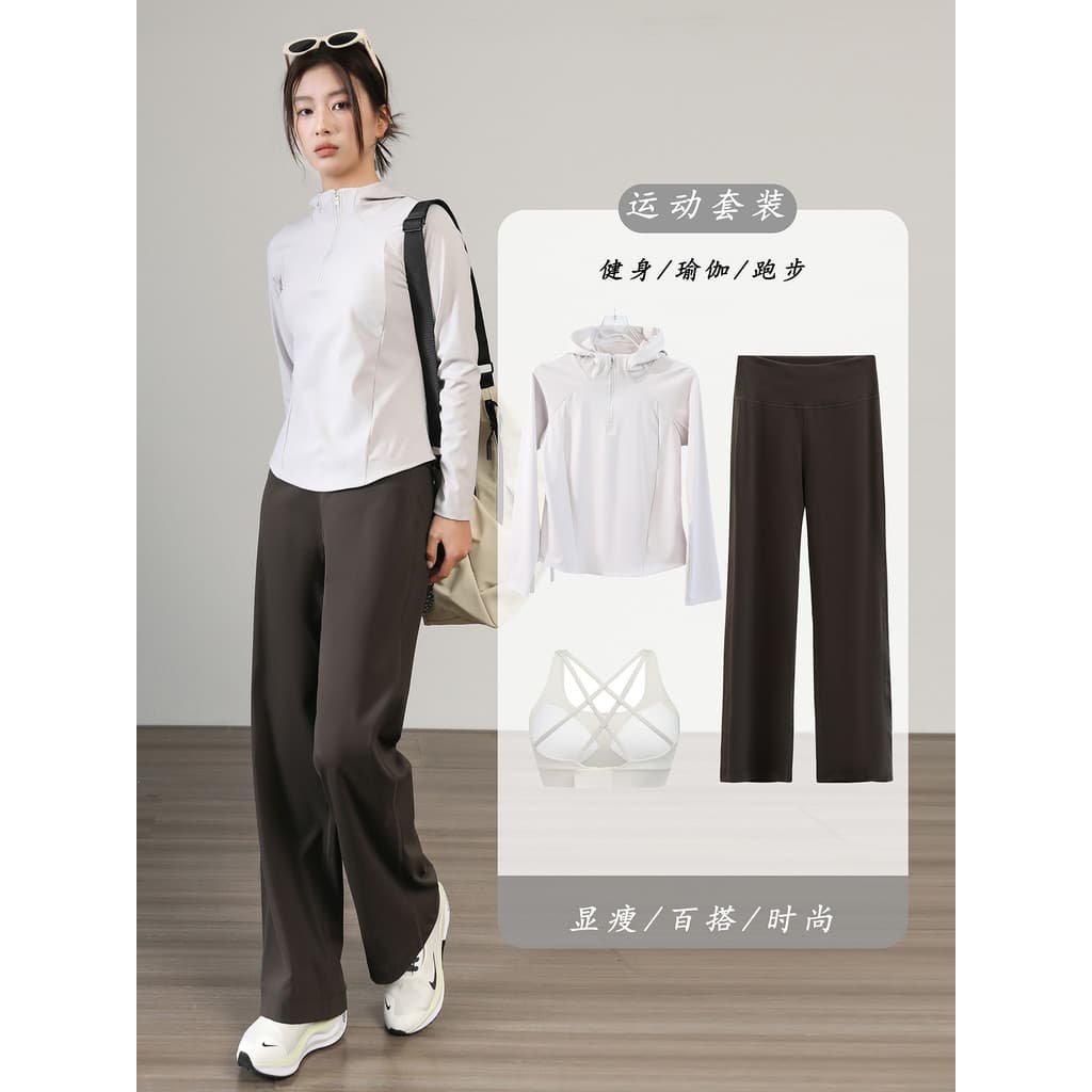 Cintura estreita magro ajuste roupas de Fitness feminino 2026 primavera outono novo terno de Yoga de secagem rápida corr