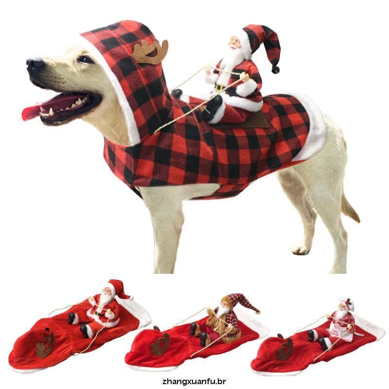 BBYTER Fantasia De Natal Para Cachorro De Estimação , Vestido De Equitação De Papai Noel , Roupas Animais Veados , Supr