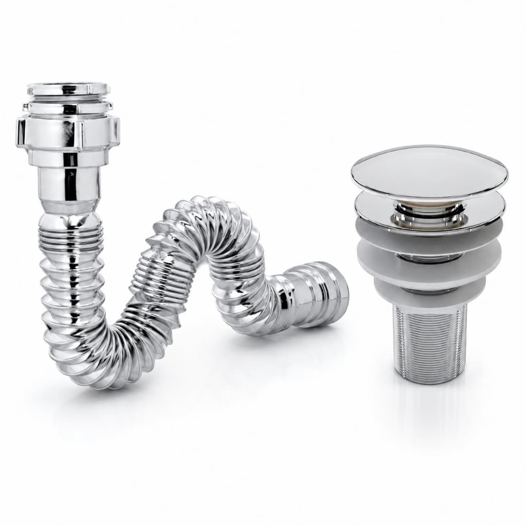 Kit Sifão Universal Extensivo Cromado + Válvula Lavatório Click Up Cr