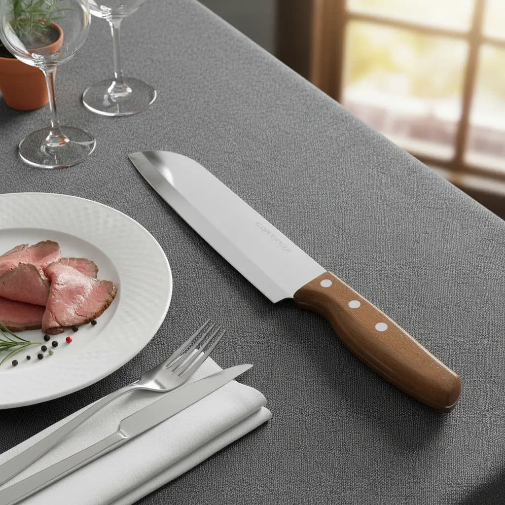 Faca Fatiadora Corte Inox Bravo Profissional Faca Chef 29cm Marrom-claro