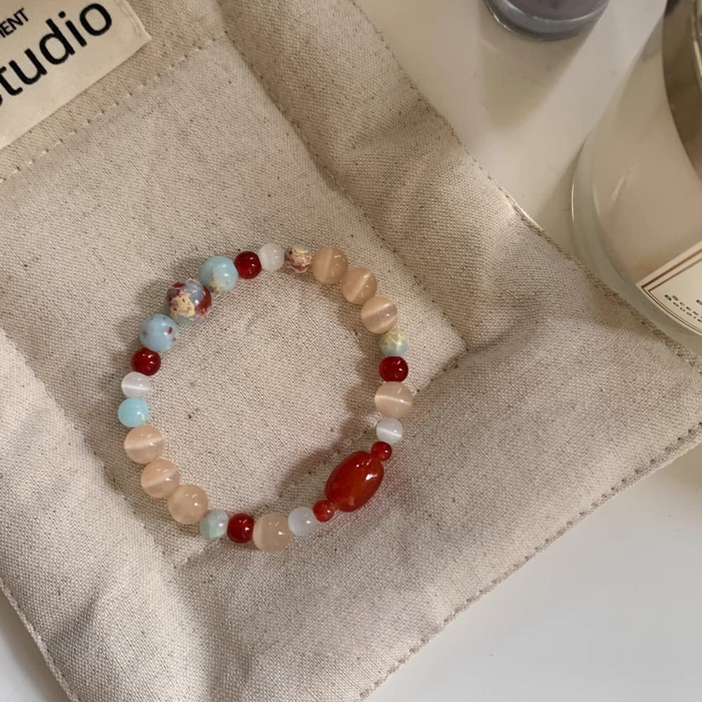 Amor infinito ~ novo estilo chinês ágata vermelha opala pulseira de alto valor nicho branco Shoushan pedra frisada pulse