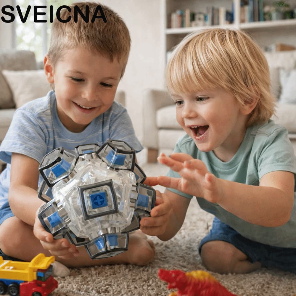 Brinquedo De Bola De Cubo De Botão SVEICNA , Chave De Teclado De Formato Esférico De Foco , Jogos De Dedo Quadrado