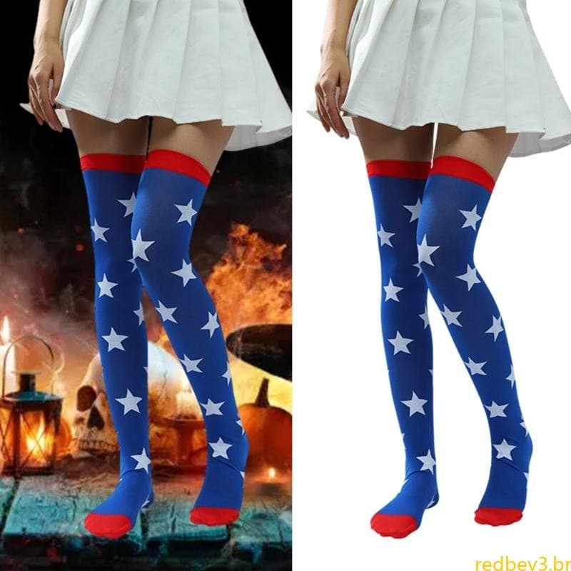 Vermelho 1 Par Meias Coxa Para , Meninas , Até O Joelho , Estrela , Bota Longa