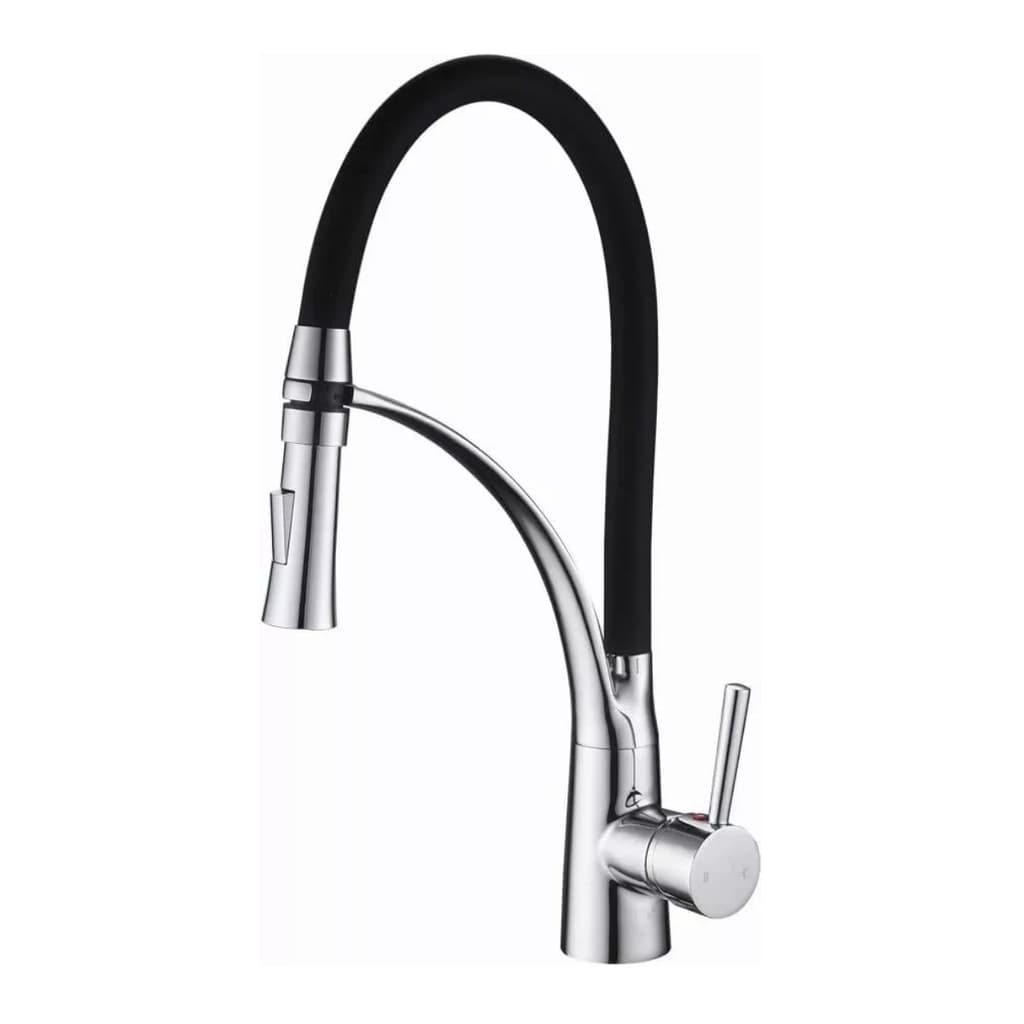 TORNEIRA GOURMET MONOCOMANDO CROMADA C/ DUCHA FLEXÍVEL PRETA