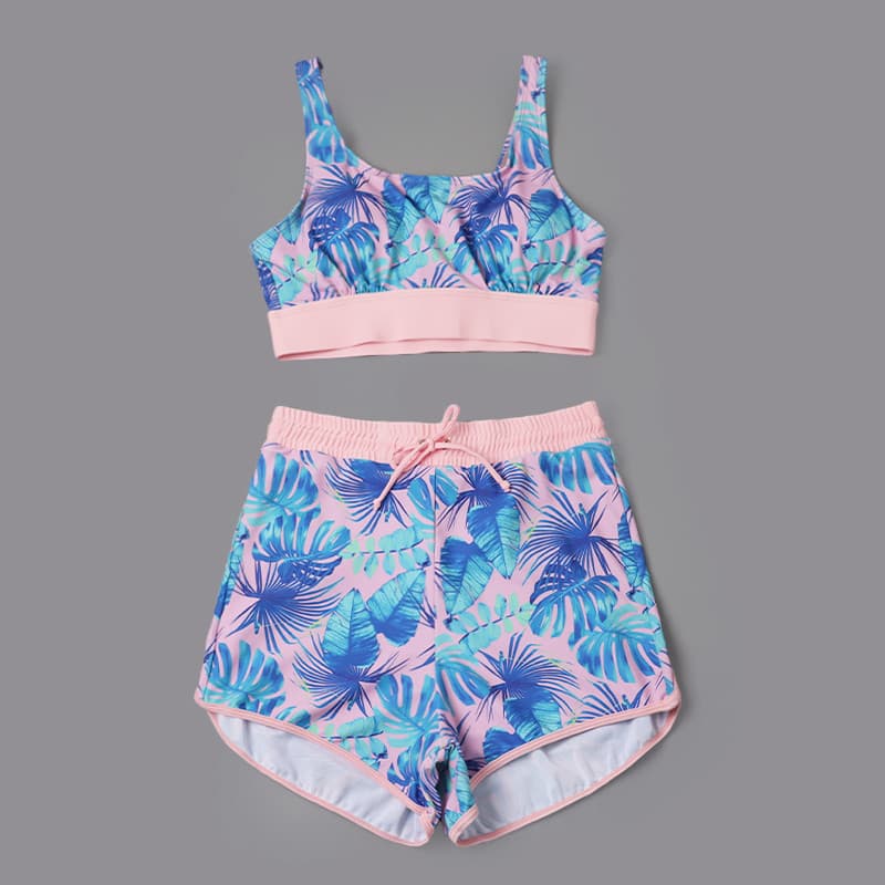8818 comércio exterior Plus Size senhoras Split maiô moda folha gordura MM esportes maiô capa carne Boxer colete Sw