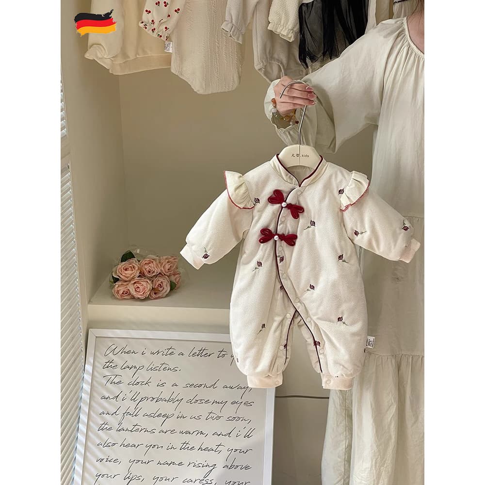 Bebê alemão roupas de bebê outono inverno roupas mais algodão engrossado macacão bebê cem dias mês inteiro Outing macacã