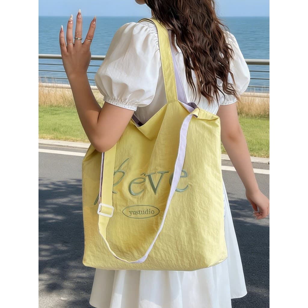 Dopamina contraste cor dupla face volta sacola feminina grande capacidade All-Match bolsa de ombro à prova dwaterproof á