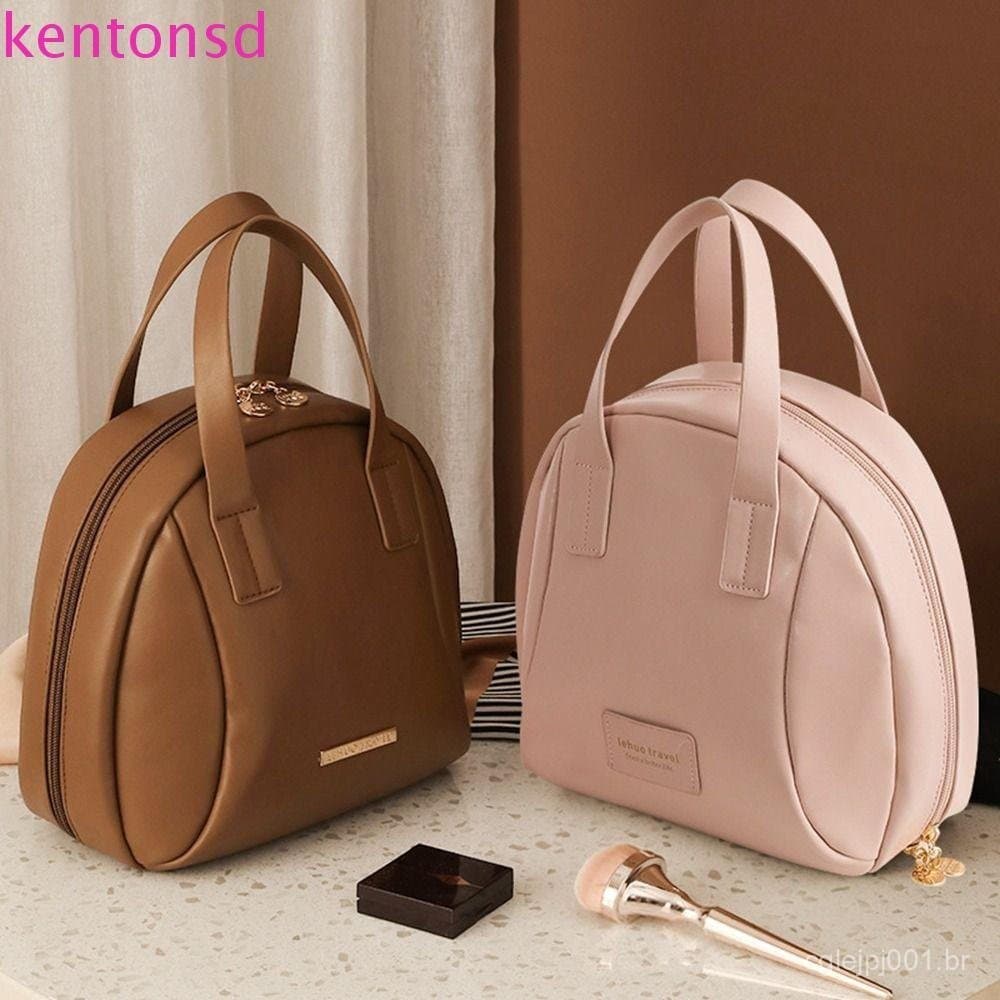 Bolsa de Cosméticos de Couro PU Kington com Zíper Pequena Bolsa de Maquiagem Quadrada Estilo Coreano 5GUU