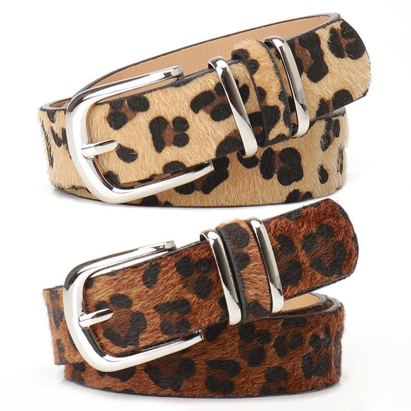 Bestseller internacional 2025, novo cinto feminino com estampa de leopardo e argola dupla, cinto versátil e elegante de