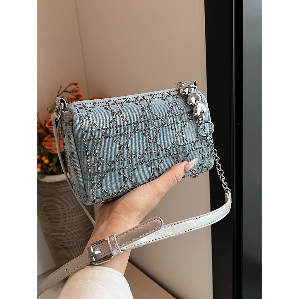 High-End nicho Design saco feminino 2026 novo estilo moda corrente Cross-corpo saco de venda quente Denim travesseiro sa