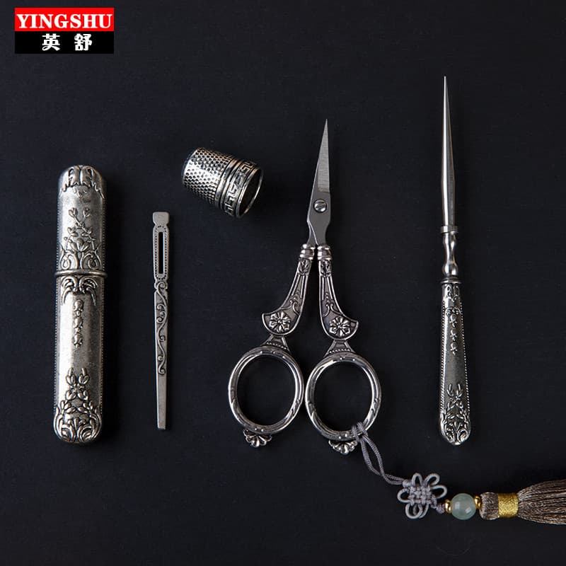 Tesoura de chá ferramentas de costura tesoura de chá Retro conjunto artesanal estilo europeu tesoura clássica pa